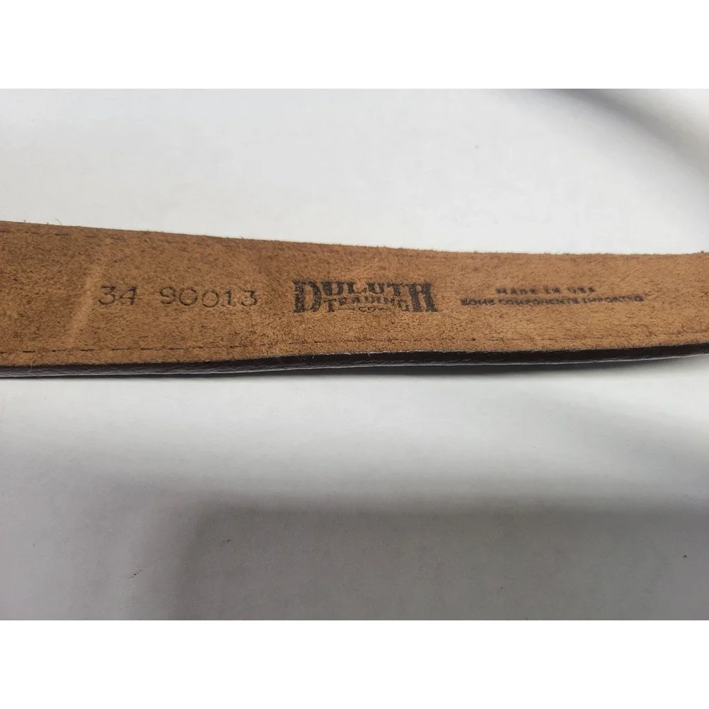 Duluth Trading‎ Co Brown Leather Double Stitched Belt Mens 34 Made in USA 90013
